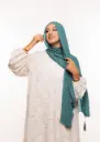 Crepe Shawl with Bonnet Tied at the Back - Aqua Green