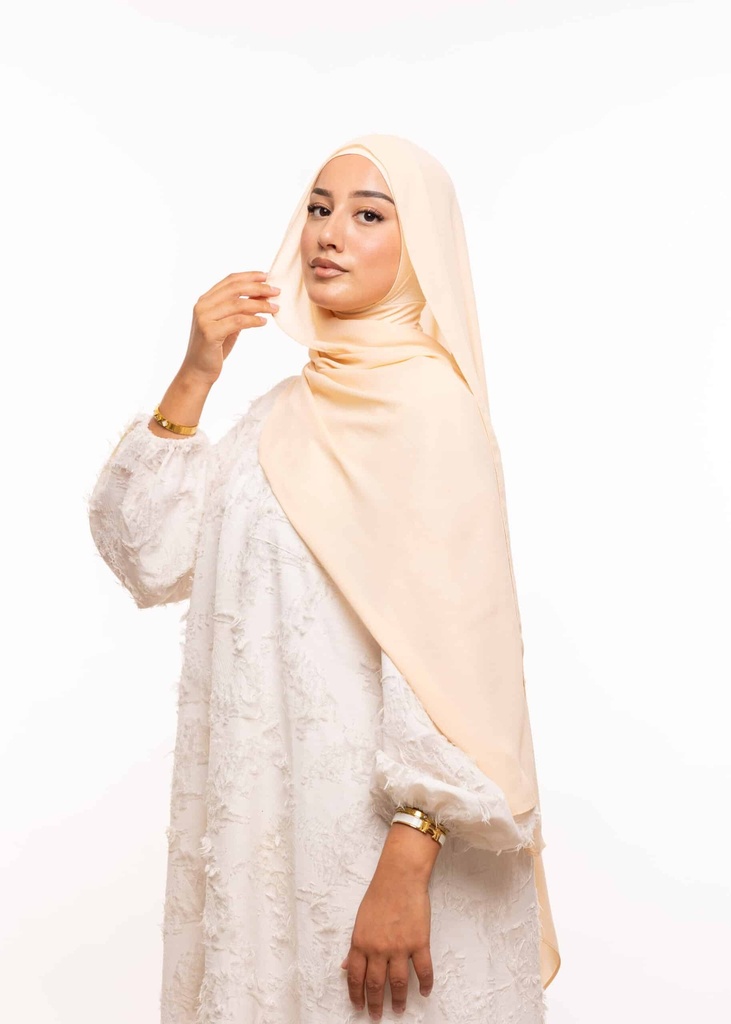 [PN-12545] شال كريب حريري بالبوني "النينجا" - بيج باستيل