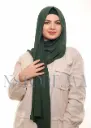 شال كريب بالبوني يربط من الخلف - أخضر زيتي
