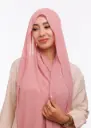 شال كريب بالبوني يربط من الخلف - وردي