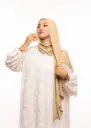 Châle en crêpe avec bonnet attaché à l’arrière - Beige Jaunâtre