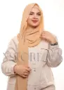 Crepe Shawl with Bonnet Tied at the Back - Beige