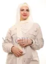  شال كريب بالبوني يربط من الخلف - أبيض مصفر