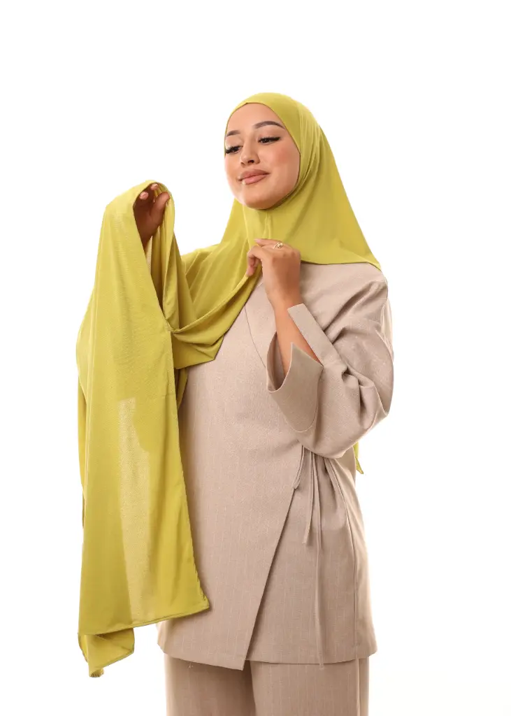 [PN-31410] شال مزدوج - أخضر مصفر