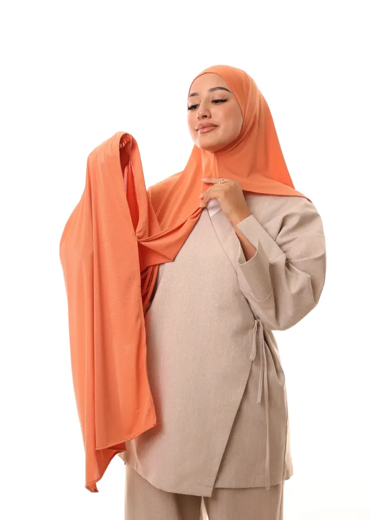 [PN-31435] شال مزدوج - برتقالي باستيل
