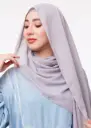 شال كريب بالبوني يربط من الخلف - رمادي فاتح
