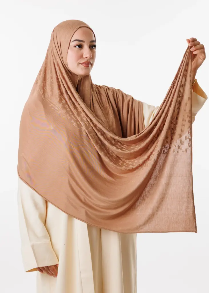 [PRD00167-1] Châle en lycra jacquard - Marron Clair