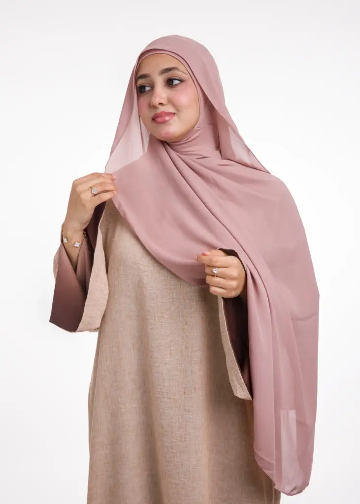 Crepe Shawl with Integrated Bonnet Ninja - Nude Pink