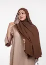 Châle en Crêpe avec Bonnet Ninja - Marron Foncé (جديد)