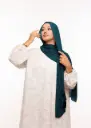 شال كريب بالبوني يربط من الخلف - أخضر فيروزي