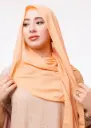 شال كريب بالبوني يربط من الخلف - برتقالي باستيل فاتح