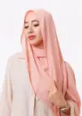 شال كريب حريري بالبوني " النينجا " - وردي مرجاني فاتح