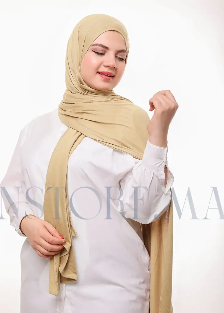 [PN-00218] شال ليكرا سهل الاستعمال - بيج مصفر
