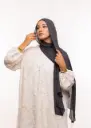  شال كريب بالبوني يربط من الخلف - رمادي داكن