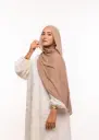 شال كريب حريري بالبوني " النينجا " - ترابي فاتح