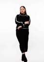 F2328 - طقم نسائي محبوك بخطوط متباينة