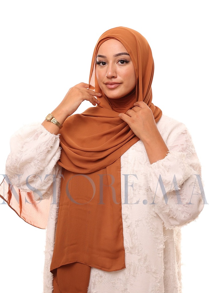 [PN-12575] Châle en Crêpe avec Bonnet Ninja - Caramel