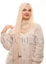 Crepe Shawl with Bonnet Tied at the Back - Pink Beige