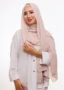  شال كريب بالبوني يربط من الخلف – رمادي نيود