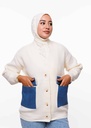 F2305 - كارديغان نسائي محبوك بجيوب متباينة
