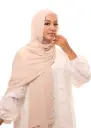 شال كريب حريري بالبوني "النينجا" - بيج فاتح (مصفر)