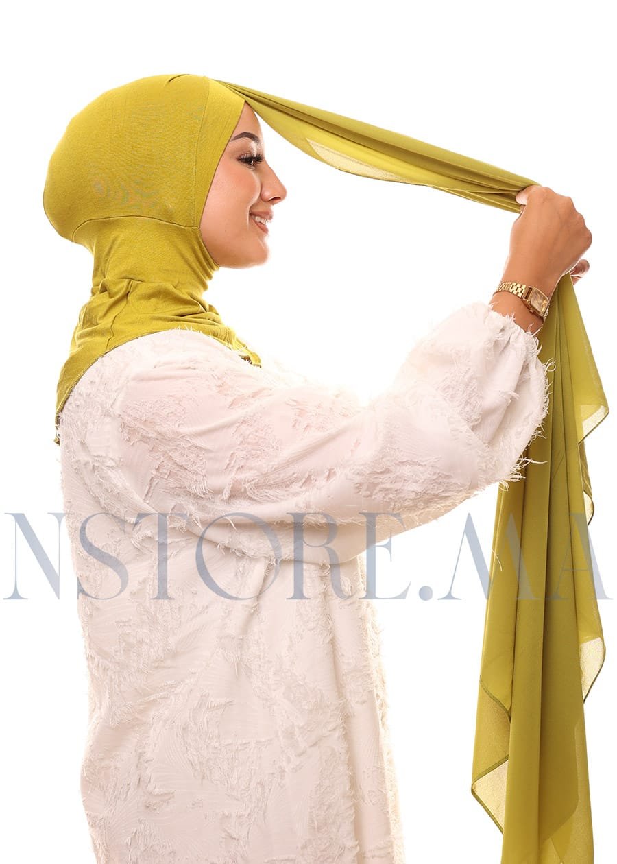شال كريب حريري بالبوني "النينجا" - أخضر -