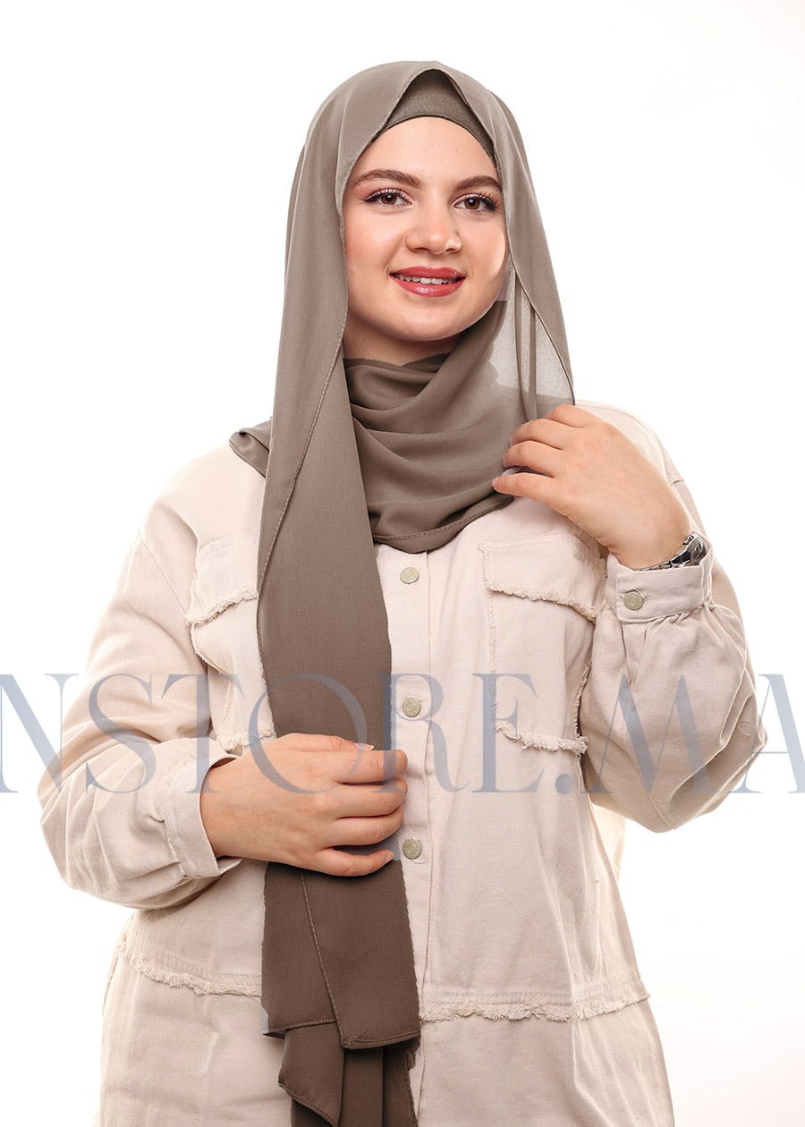 شال كريب بالبوني يربط من الخلف - ترابي -