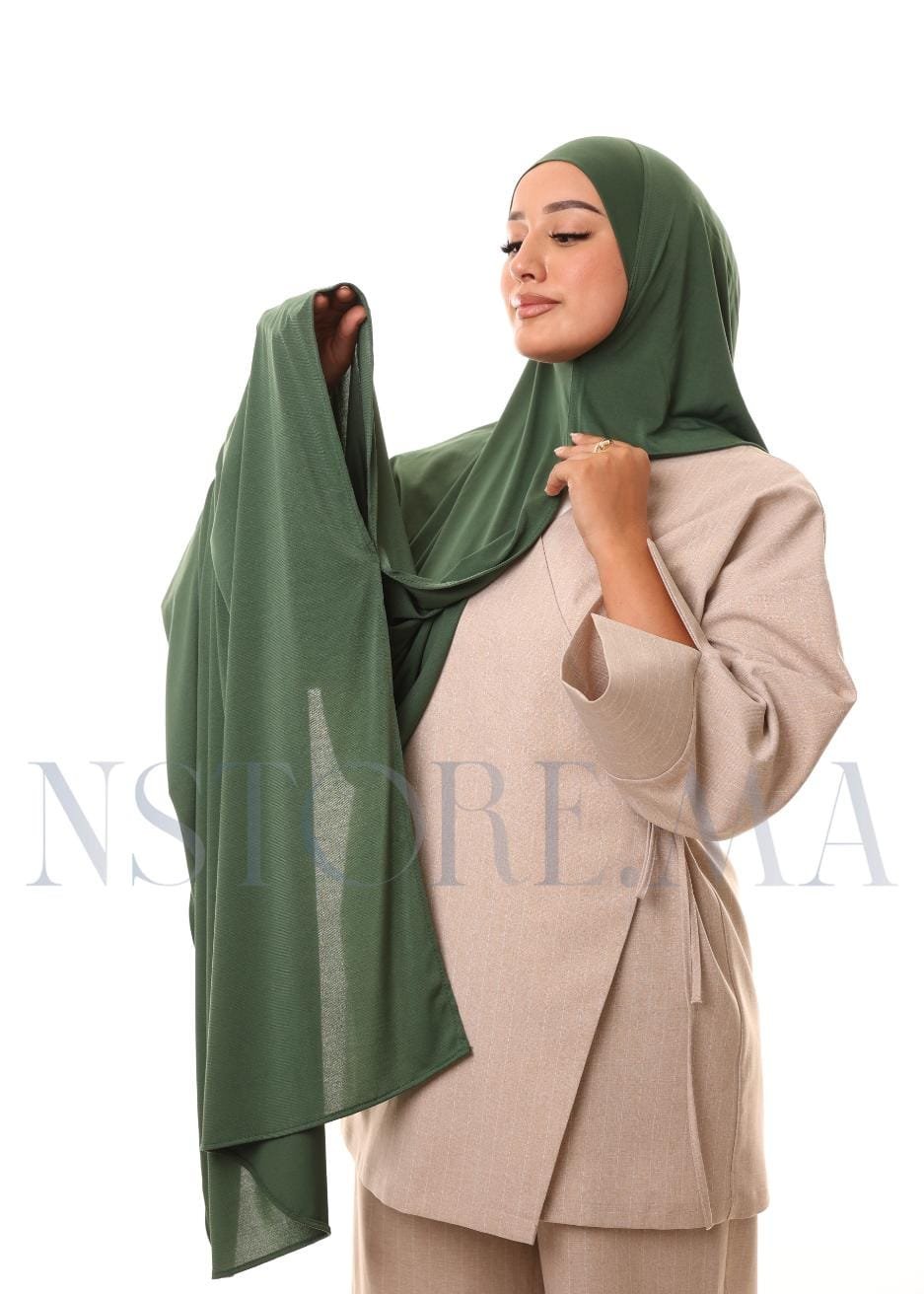 شال مزدوج أخضر زيتي