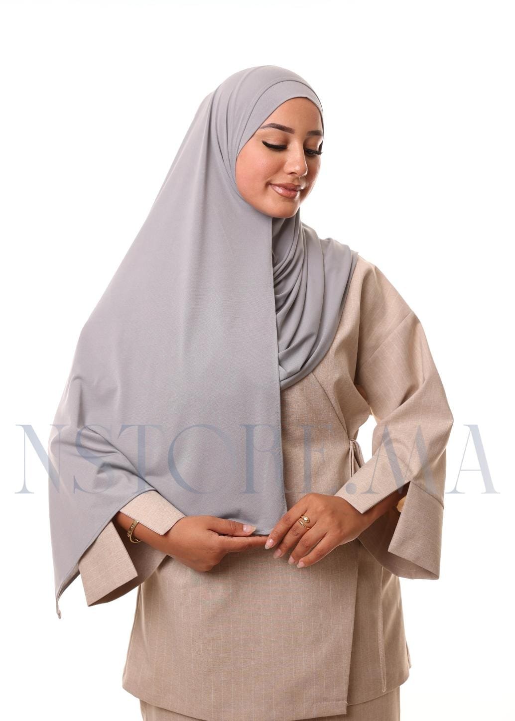 شال مزدوج - رمادي -