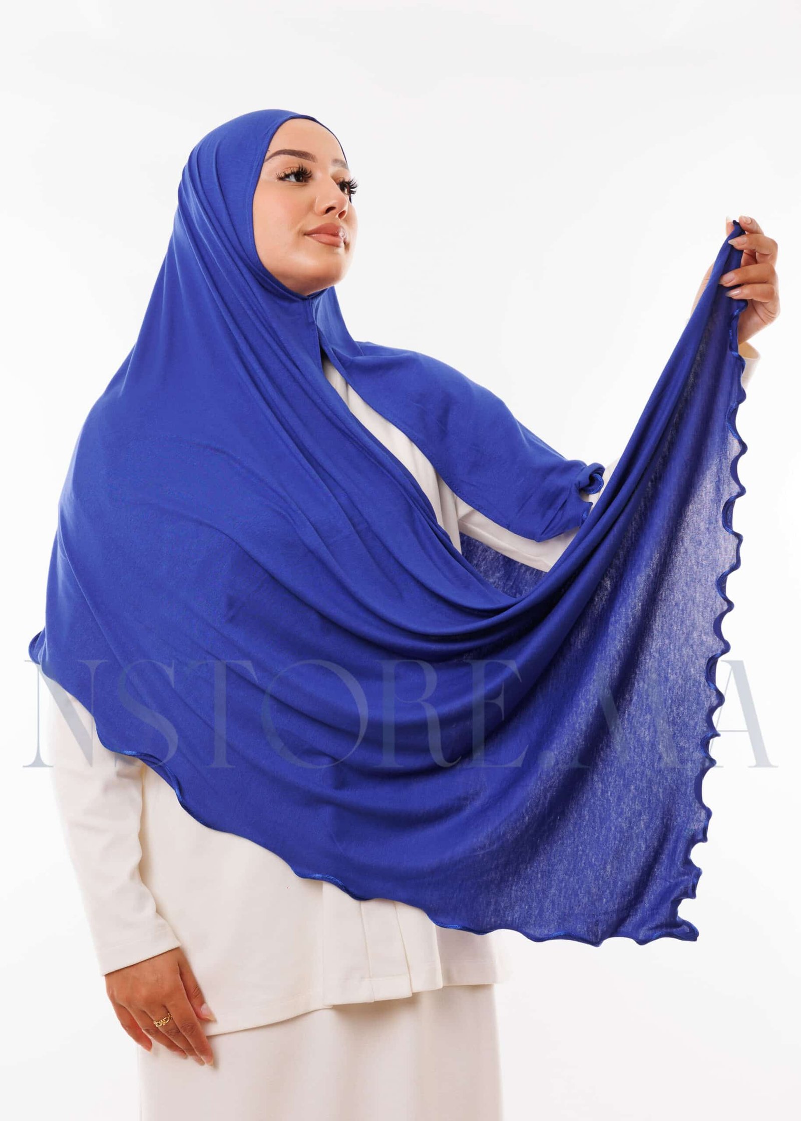 شال ليكرا مموج - أزرق ملكي -