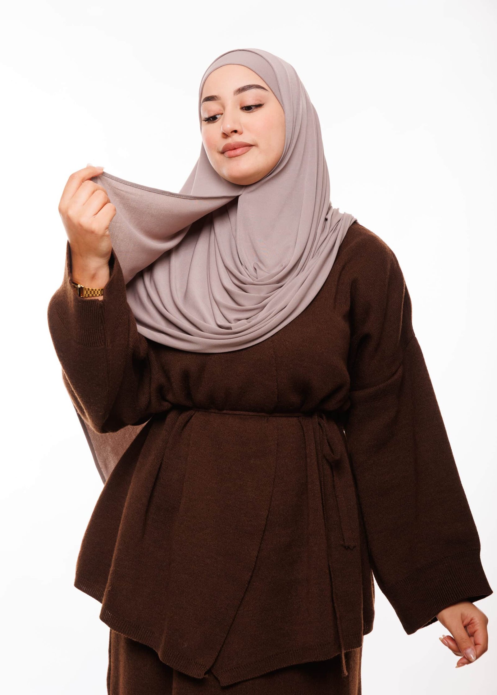 شال مزدوج - بيج رمادي -