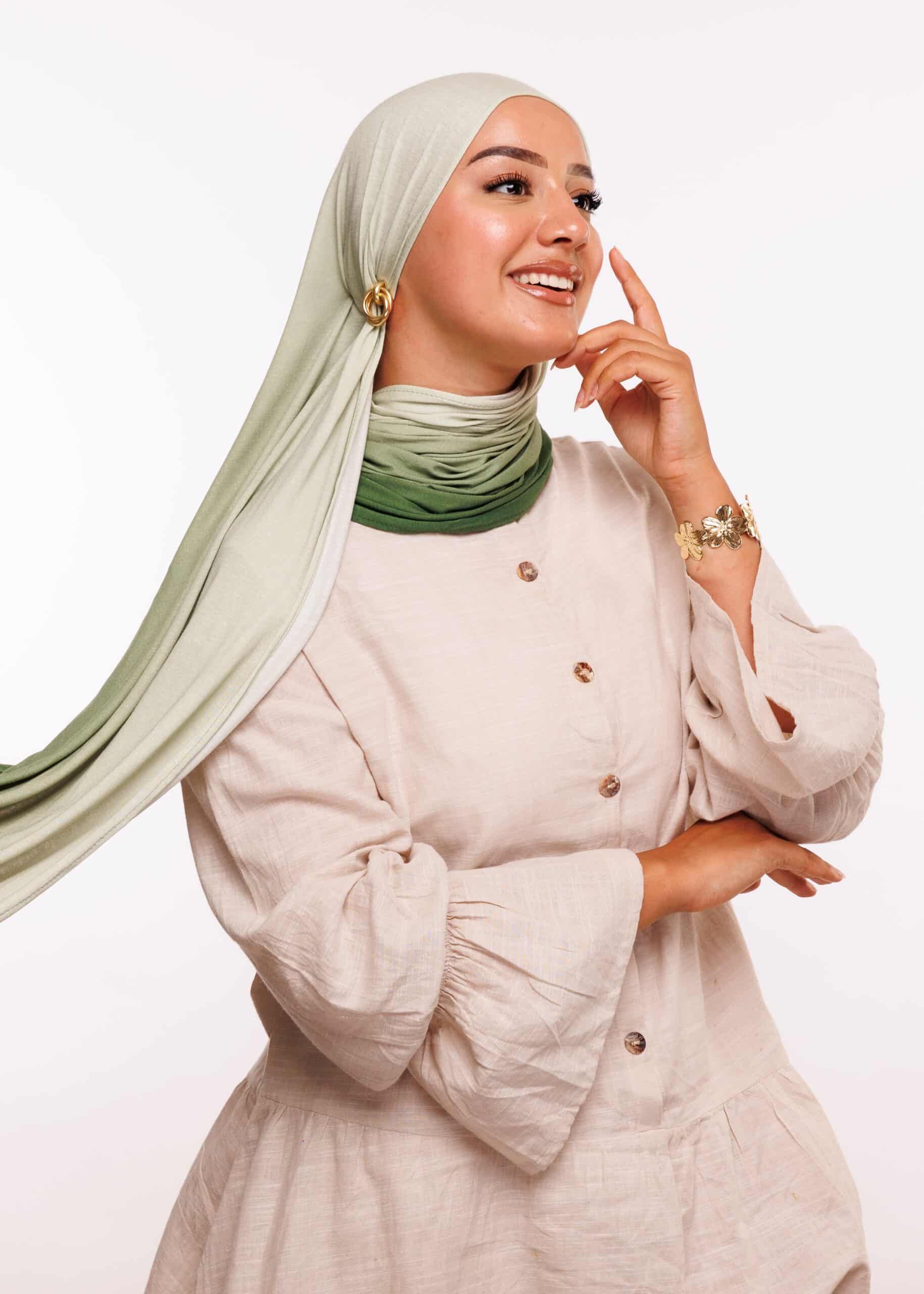 شال ليكرا ديڭرادي - أخضر زيتي -