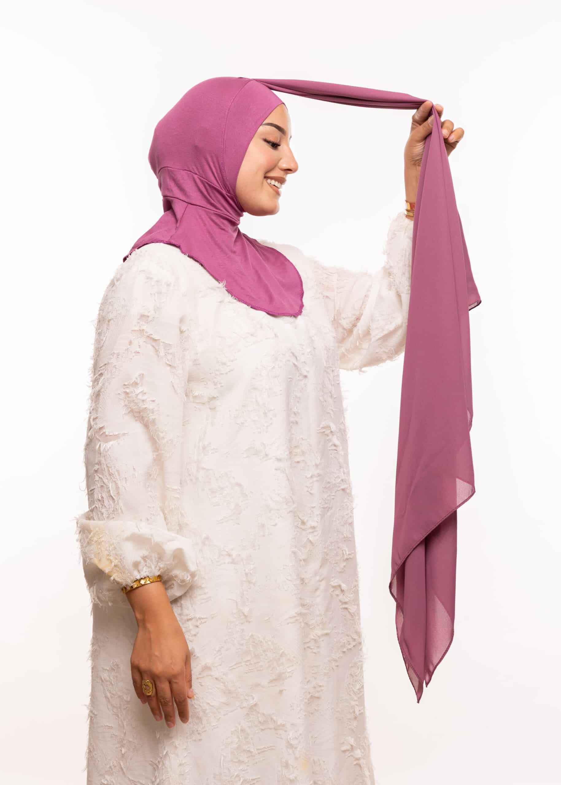 شال كريب حريري بالبوني " النينجا " - بنفسجي