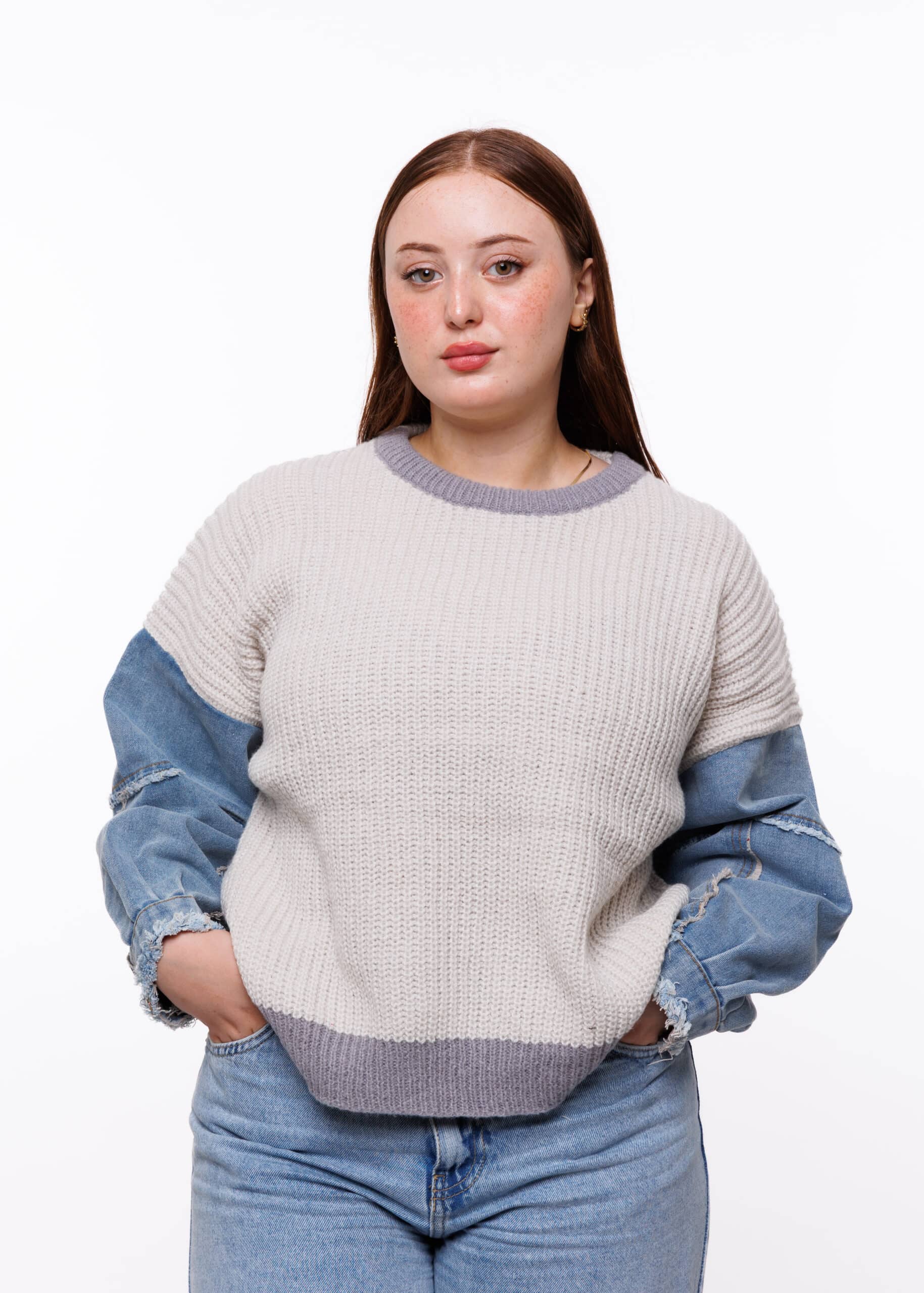 سترة صوفية بأكمام جينز-JS101