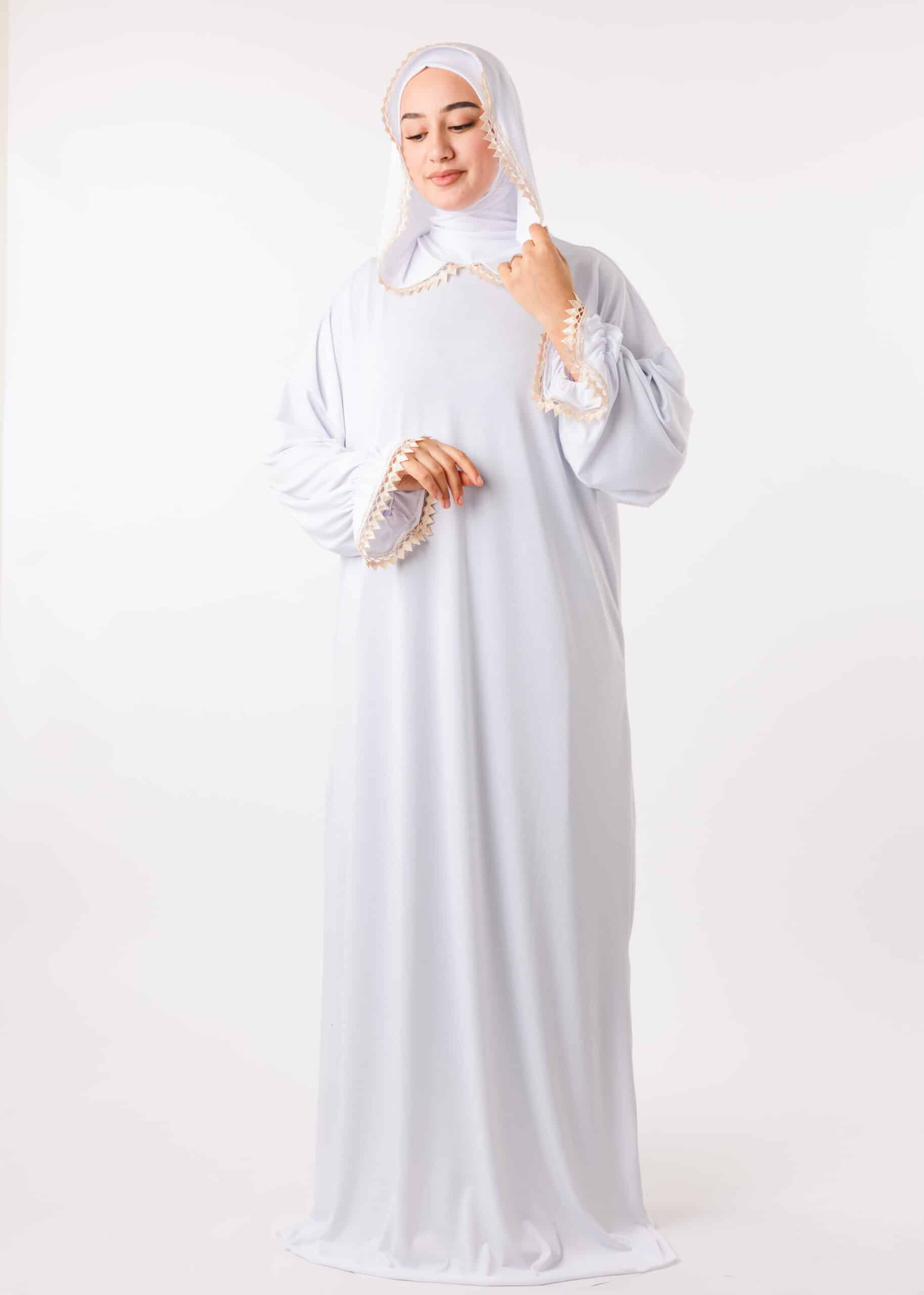 عباية الصلاة بالبوني نينجا - أبيض