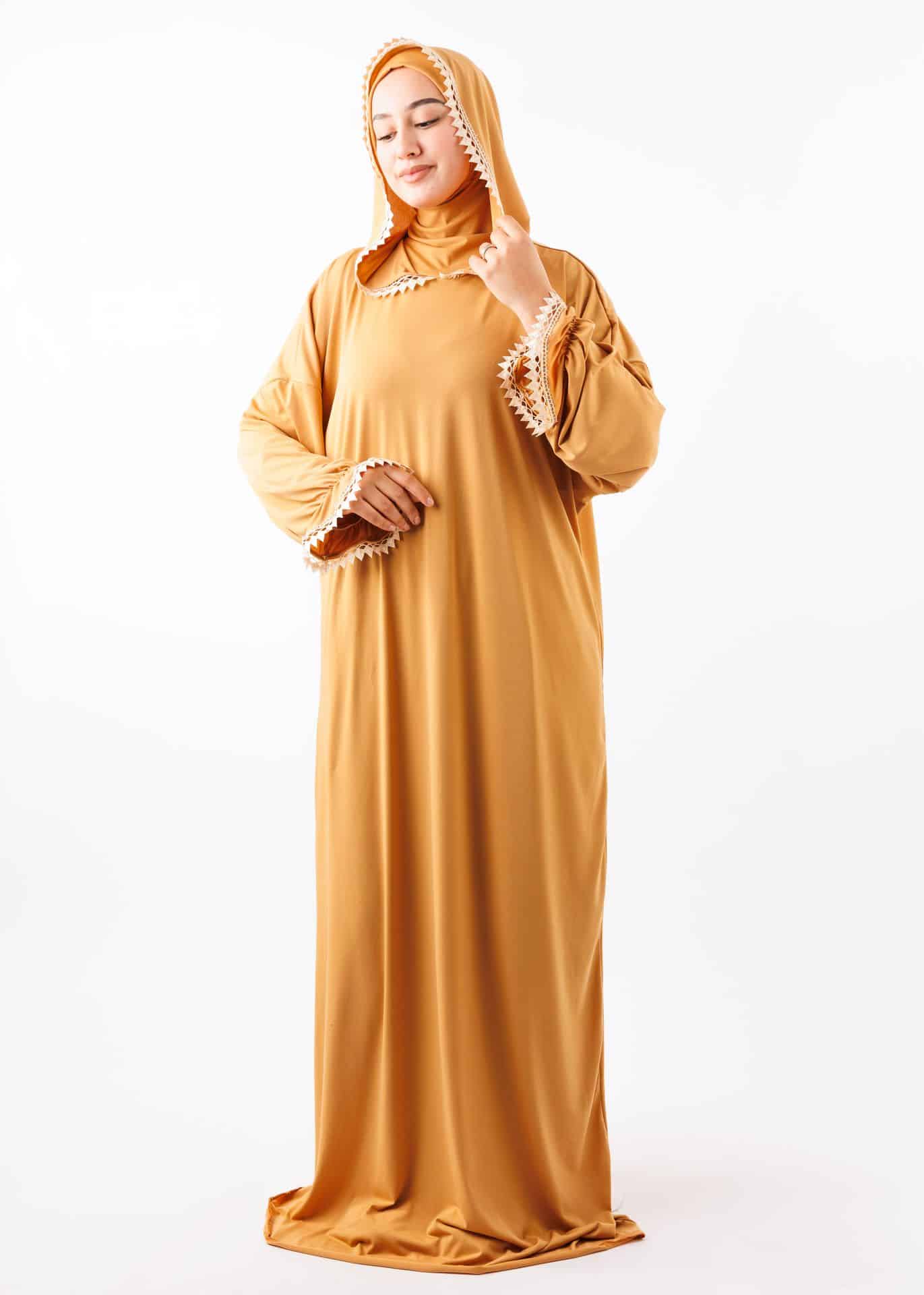 Abaya de priere avec bonnet ninja Beige Sable عباية 18090 1