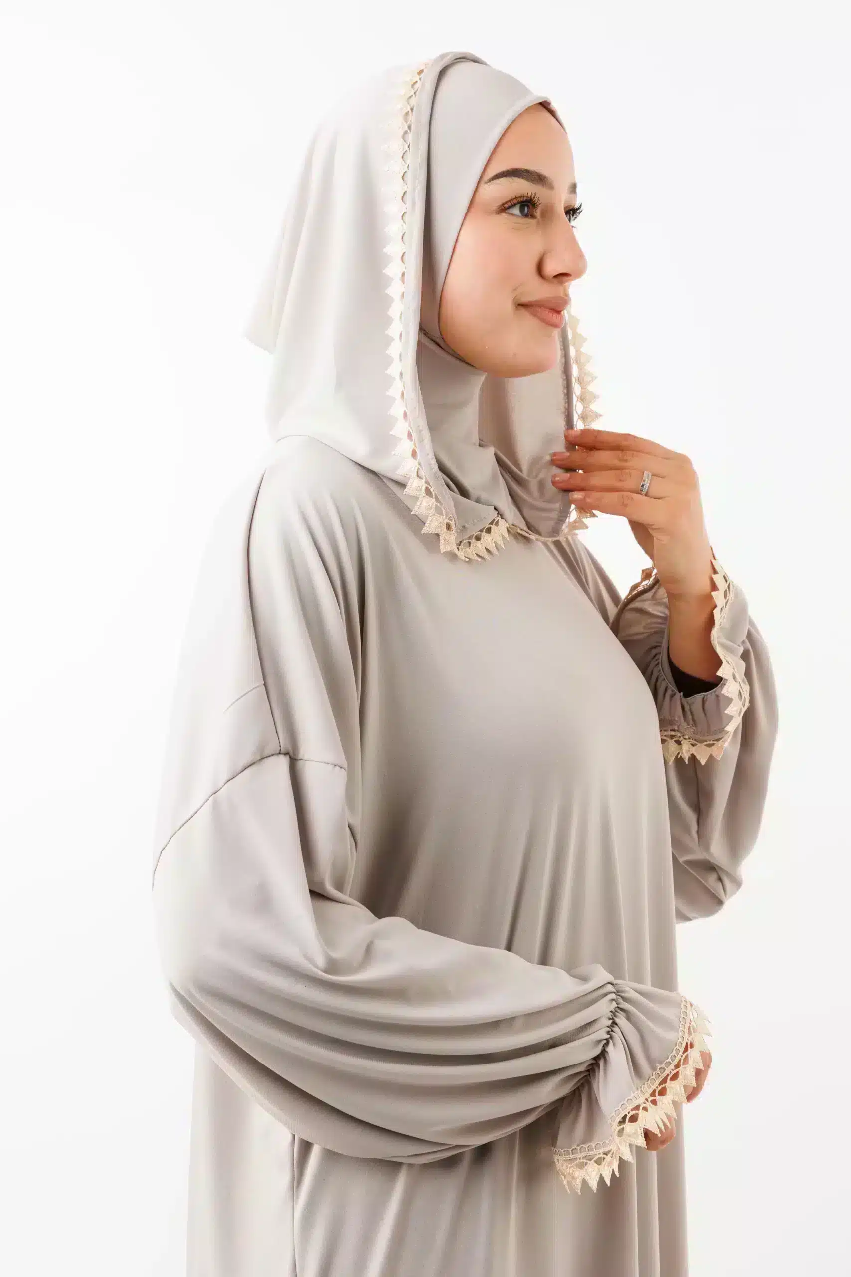 Abaya de priere avec bonnet ninja Gris عباية 18081 1 scaled