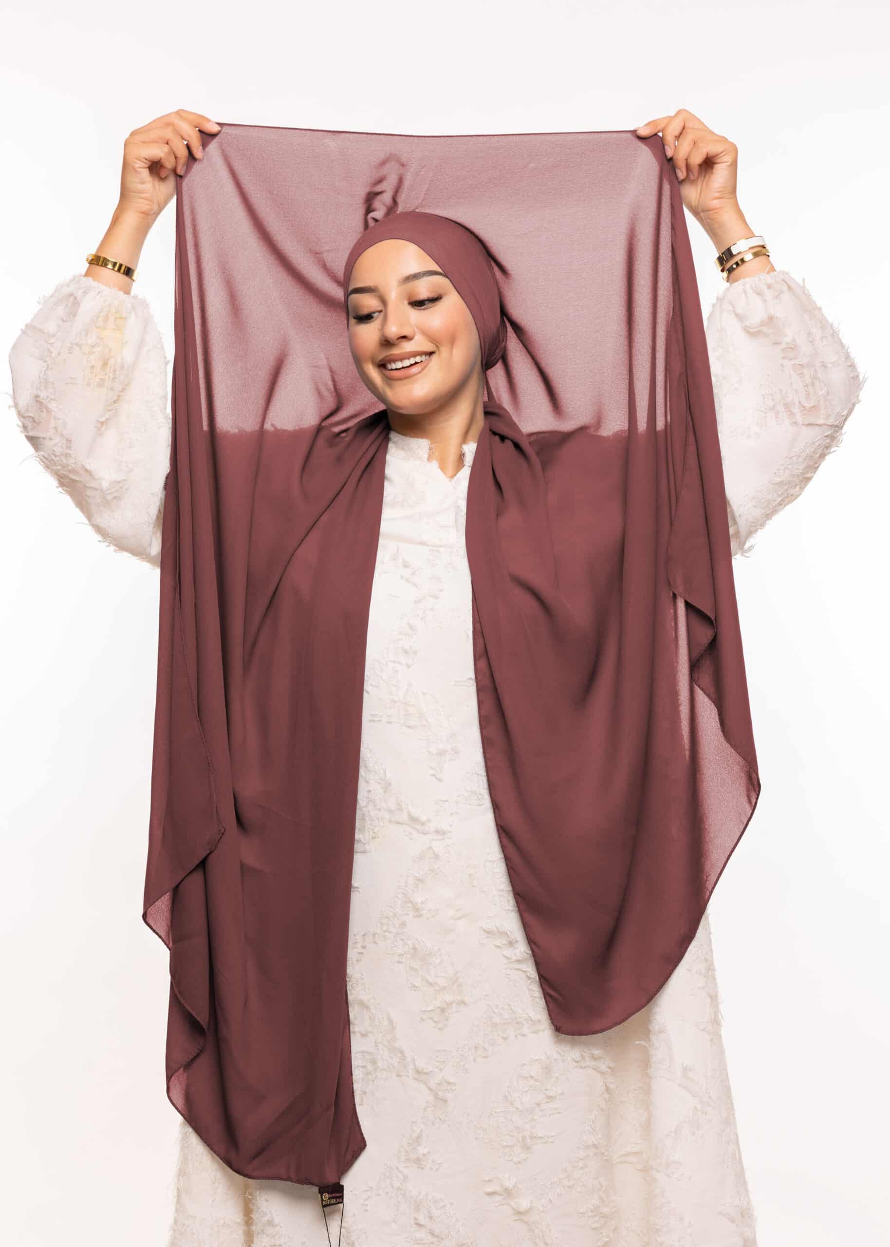 شال كريب بالبوني يربط من الخلف - بني آجوري